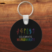 CELEBRATE NEURODIVERSITY Autism Awareness Flower Sleutelhanger (Voorkant)