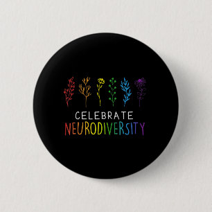 CELEBRATE NEURODIVERSITY Autisme Awareness Flower Ronde Button 5,7 Cm
