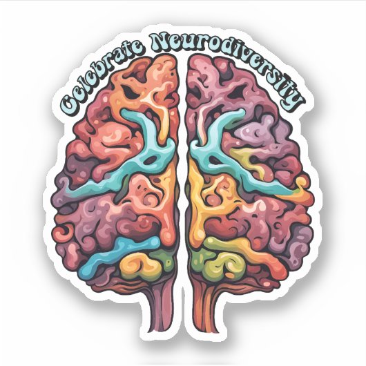 Celebrate Neurodiversity Colorful Brain Sticker (Voorkant)