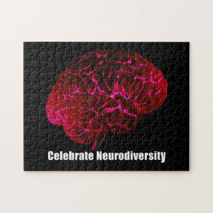 Celebrate Neurodiversity Red Brain Puzzle Legpuzzel
