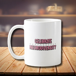 Celebrate Neurodiversity Roze Typografie Koffiemok