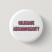 Celebrate Neurodiversity Roze Typografie Ronde Button 3,2 Cm (Voorkant)
