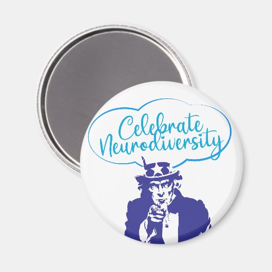 CELEBRATE NEURODIVERSITY UNCLE SAM MAGNEET (Voorkant / Achterkant)