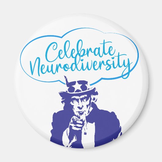 CELEBRATE NEURODIVERSITY UNCLE SAM MAGNEET (Voorkant)