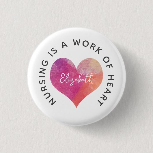 Celebrate Neurses Pink Waterverf Heart Ronde Button 3,2 Cm (Voorkant)