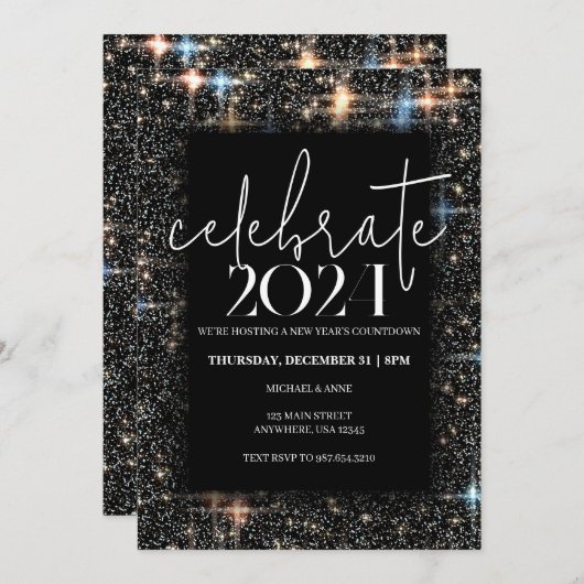 Celebrate New Year Sparkling Kaart (Voorkant / Achterkant)