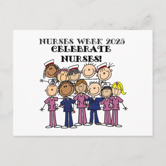 Celebrate Nurses Week 2025 Stick Figuur Nurse Briefkaart (Voorkant)