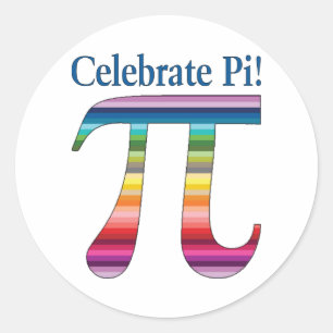Celebrate Pi Rainbow.png Ronde Sticker