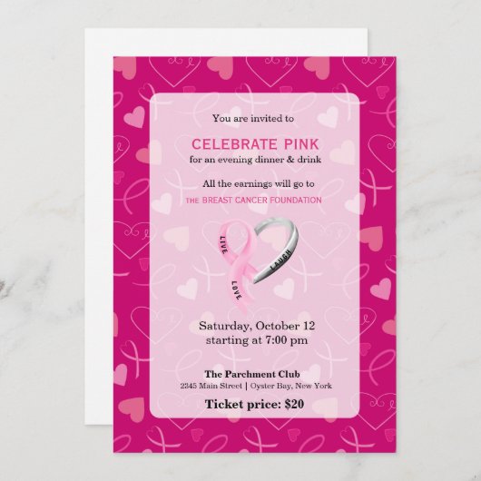 Celebrate Pink event Kaart (Voorkant / Achterkant)