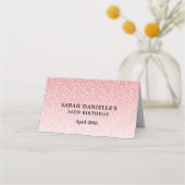 Celebrate Pink Glitter gepersonaliseerd Plaatskaartje (Achterkant)