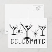 Celebrate - Retro Martinis - Zwart-wit Briefkaart (Voorkant / Achterkant)