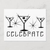 Celebrate - Retro Martinis - Zwart-wit Briefkaart (Voorkant)