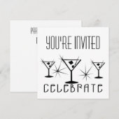 Celebrate - Retro Martinis - Zwart-wit Kaart (Voorkant / Achterkant)