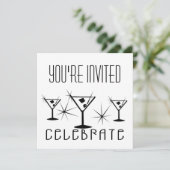 Celebrate - Retro Martinis - Zwart-wit Kaart (Staand voorkant)