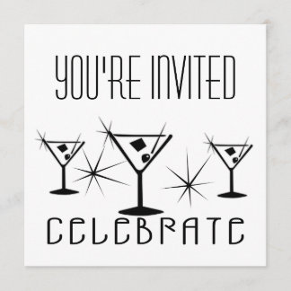 Celebrate - Retro Martinis - Zwart-wit Kaart