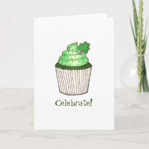Celebrate Shamrock Cupcake Sweet St. Patrick's Day Kaart