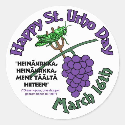 Celebrate St. Urho Day Ronde Sticker (Voorkant)