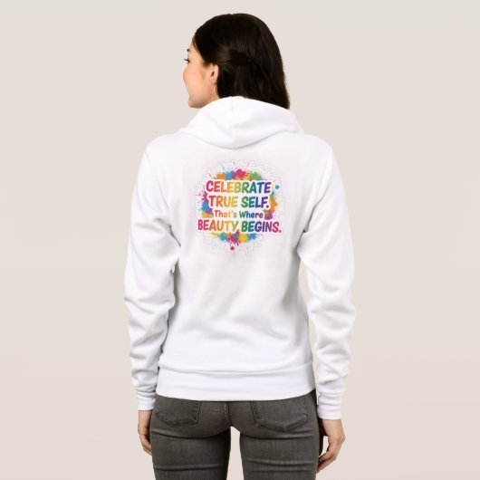 Celebrate True Self Sticker Hoodie (Achterkant volledig)
