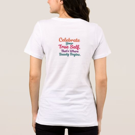 Celebrate True Self Sticker Tri-Blend Shirt (Achterkant)