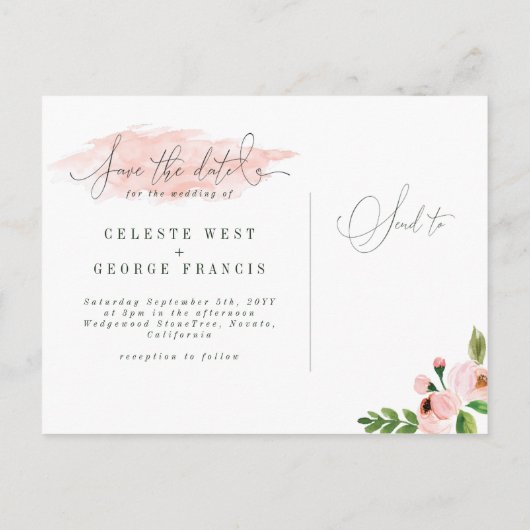 CELEBRATE WATERVERF BEWAART HET DATUM BRIEFKAART (Achterkant)