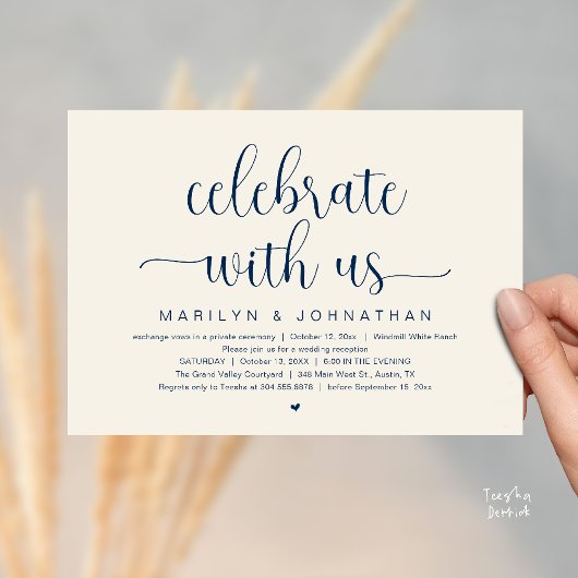 Celebrate With Us Elegant Wedding Reception Dinner Kaart
