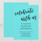 "Celebrate with US" Modern Aqua Wedding Party Kaart (Voorkant / Achterkant)