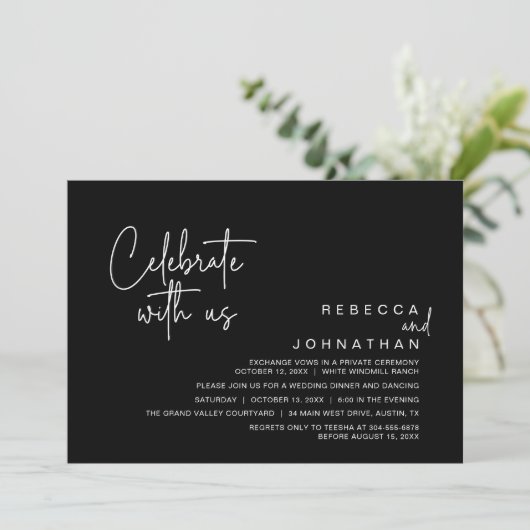 Celebrate with us, Modern Boho Wedding Reception  Kaart (Staand voorkant)