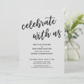 "Celebrate with US" Modern Gray Wedding Party Kaart (Staand voorkant)
