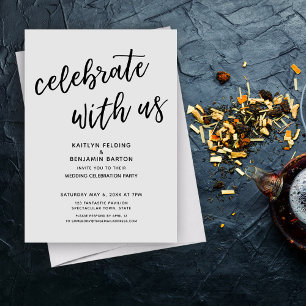 "Celebrate with US" Modern Gray Wedding Party Kaart