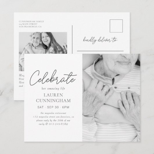 Celebrateer haar geweldige leven eenvoudig modern  briefkaart (Voorkant / Achterkant)