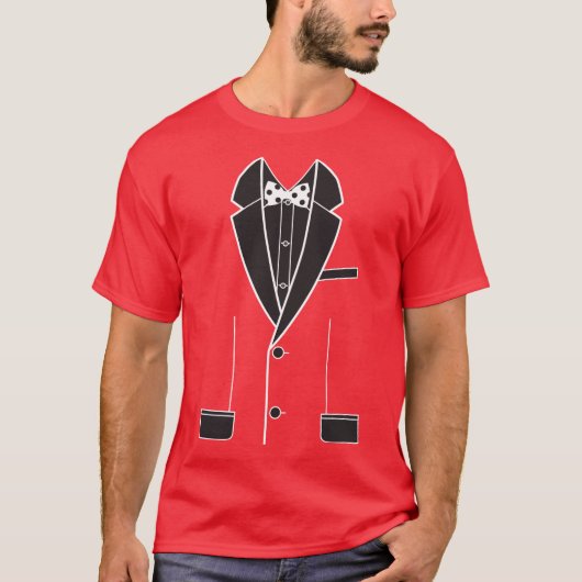 Celebratie Elegant Tuxedo geïsoleerde witte contou T-shirt (Voorkant)
