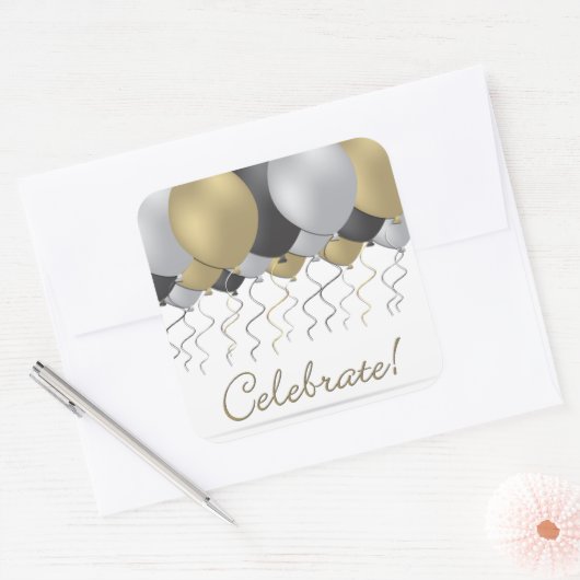 Celebratieballon Vierkante Sticker (Envelop)