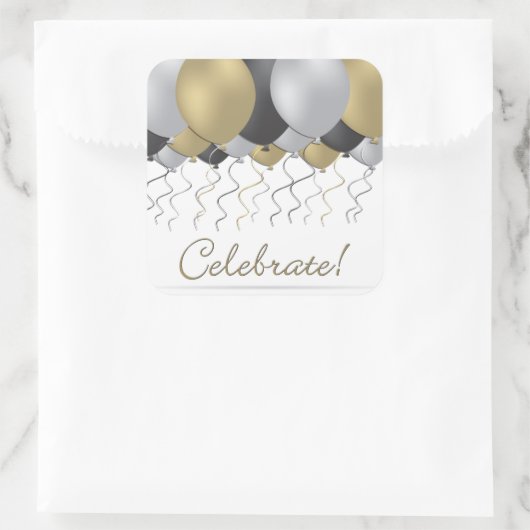 Celebratieballon Vierkante Sticker (Tas)