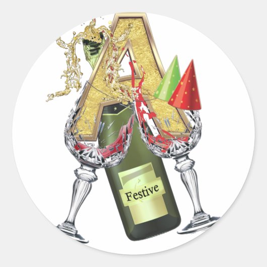 Celebratiebrief A Zazzle Ronde Sticker (Voorkant)