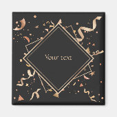 Celebratiegoud en zwarte sjabloon magneet (Voorkant)