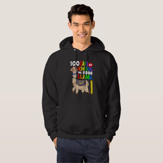 Celebrating 100 Days of School NoProb Llama Kids & Hoodie (Voorkant volledig)