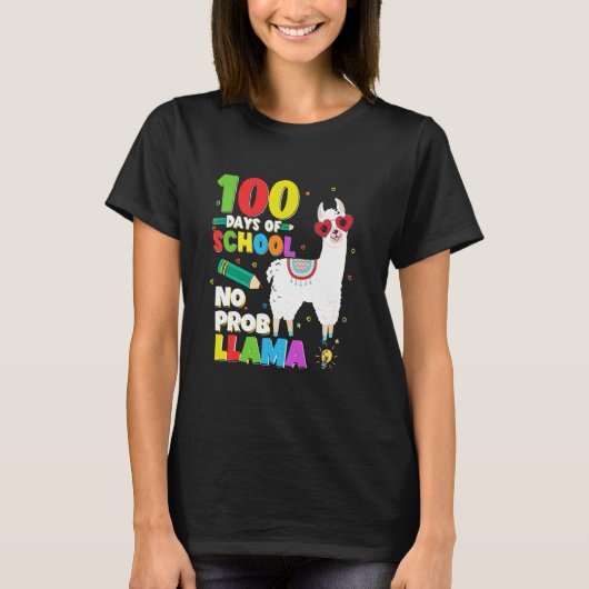 Celebrating 100 Days Of School NoProb Llama Kids T T-shirt (Voorkant)