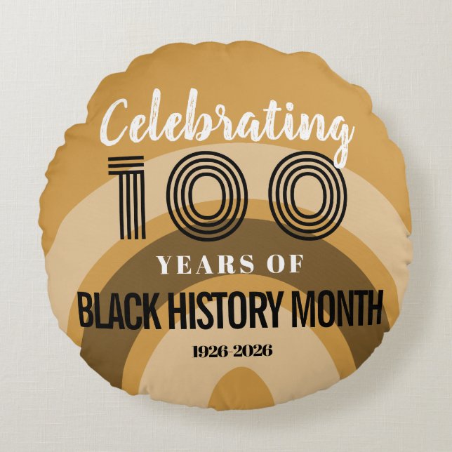 Celebrating 100 Years Of Black History Month Rond Kussen (Voorkant)