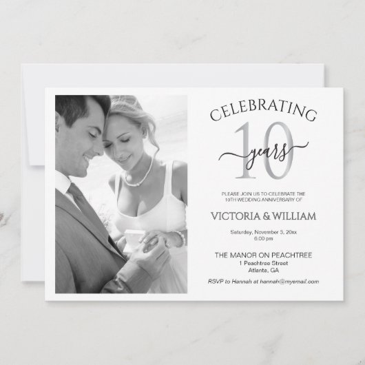 Celebrating 10 Years Photo Ruby Anniversary Party Kaart (Voorkant)