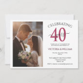 Celebrating 40 Years Photo Ruby Anniversary Party Kaart (Voorkant)