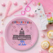 Celebrating 4th of July light pink Papieren Bordje (Feest)
