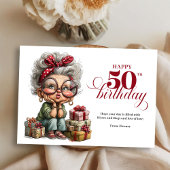 Celebrating 50 funny lady birthday greeting card kaart