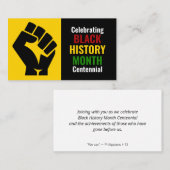 Celebrating Black History Month Centennial Visitekaartje (Voorkant / Achterkant)