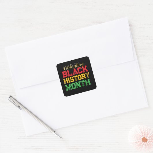 Celebrating Black History Month Personalized Vierkante Sticker (Envelop)