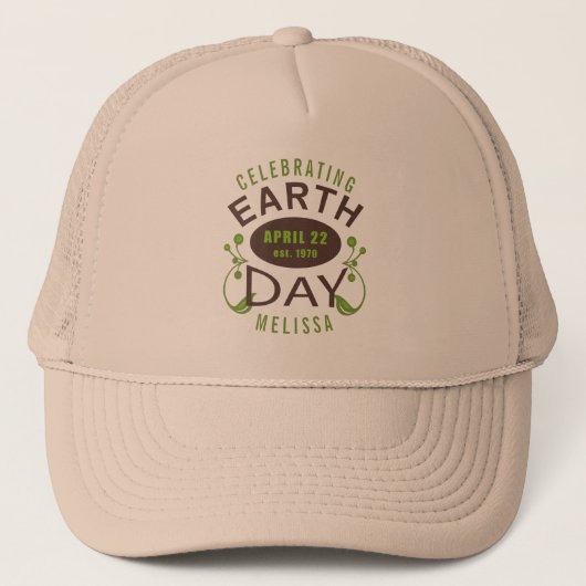 Celebrating Earth Day Typografie Design Trucker Pet (Voorkant)