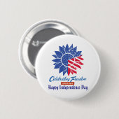 "Celebrating Freedom" Patriottische Zonnebloem Cus Ronde Button 5,7 Cm (Voorkant /achterkant)