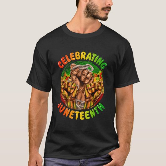 Celebrating Junenth Leopard Black African American T-shirt (Voorkant)