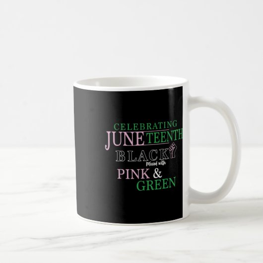 Celebrating Juneteenth 1865 Zwart gemengd met roze Koffiemok (Rechts)