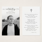 Celebrating Life Elegant Photo Funeral Prayer Card Visitekaartje (Voorkant /achterkant)