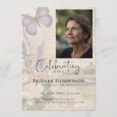 Celebrating Life Lavander Butterfly Photo Funeral Programmakaart (Voorkant)